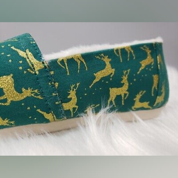 Christmas👣TOM'S 💛ALPARGATA Glitter Reindeer Sherpa Lined Espadrilles - Picture 7 of 12